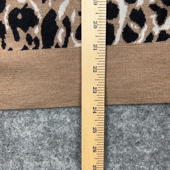 Banana Republic Sweater Womens Small Leopard‎ Merino Wool Blend V Neck Pullover - Picture 8 of 11
